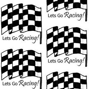 Let's Go Racing Black and White Checkered Flag on White