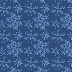 Winter Light Blue Snowflakes with dark blue background