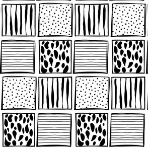  Dots and Lines in  Squares -  black and white