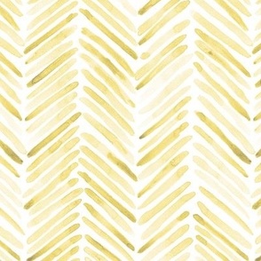 golden herringbone - watercolor yellow brush stroke abstract geometric painted pattern- p307-37