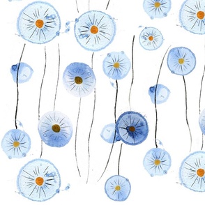 abstract blue dandelion watercolour pattern