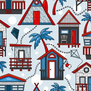 Beach Vibes, The Beach House Vacation  / Bright Blue Version / Large Scale, Wallpaper