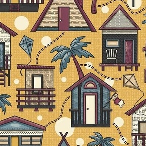 Beach Vibes, The Beach House Vacation  / Mid-Century Muted Colors Version / Small Scale