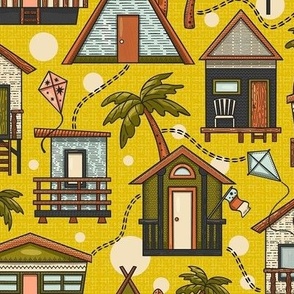 Beach Vibes, The Beach House Vacation / Mid-Century Warm Colors Version / Small Scale