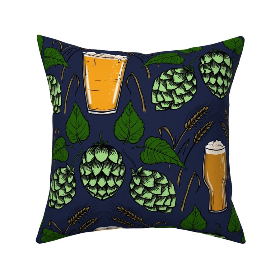 Beer Barley and Hops Blue Large 