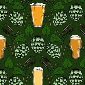 Beer, Barley and Hops green Large 