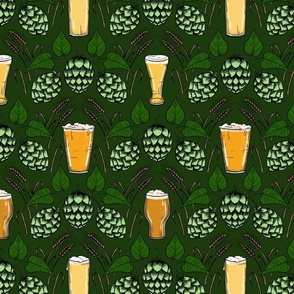 Beer Barley and Hops Green Medium 