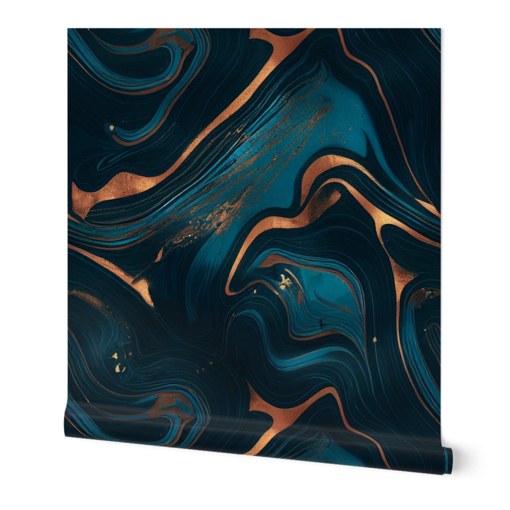 Teal Blue And Copper De Luxe Marble Texture