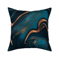 Teal Blue And Copper De Luxe Marble Texture