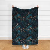 Teal Blue And Copper De Luxe Marble Texture