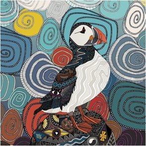 Cornwall Puffin 18 inch pillow panel