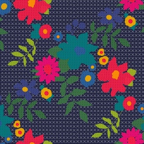 Moody Navy Floral Cross Stitch Challenge 