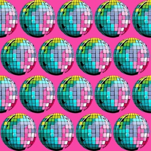 Colorful disco balls on brillant rose | medium