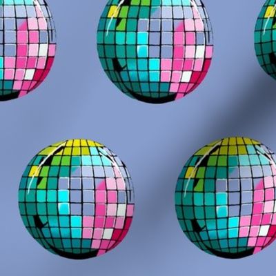 Colorful disco balls on grayish blue | medium