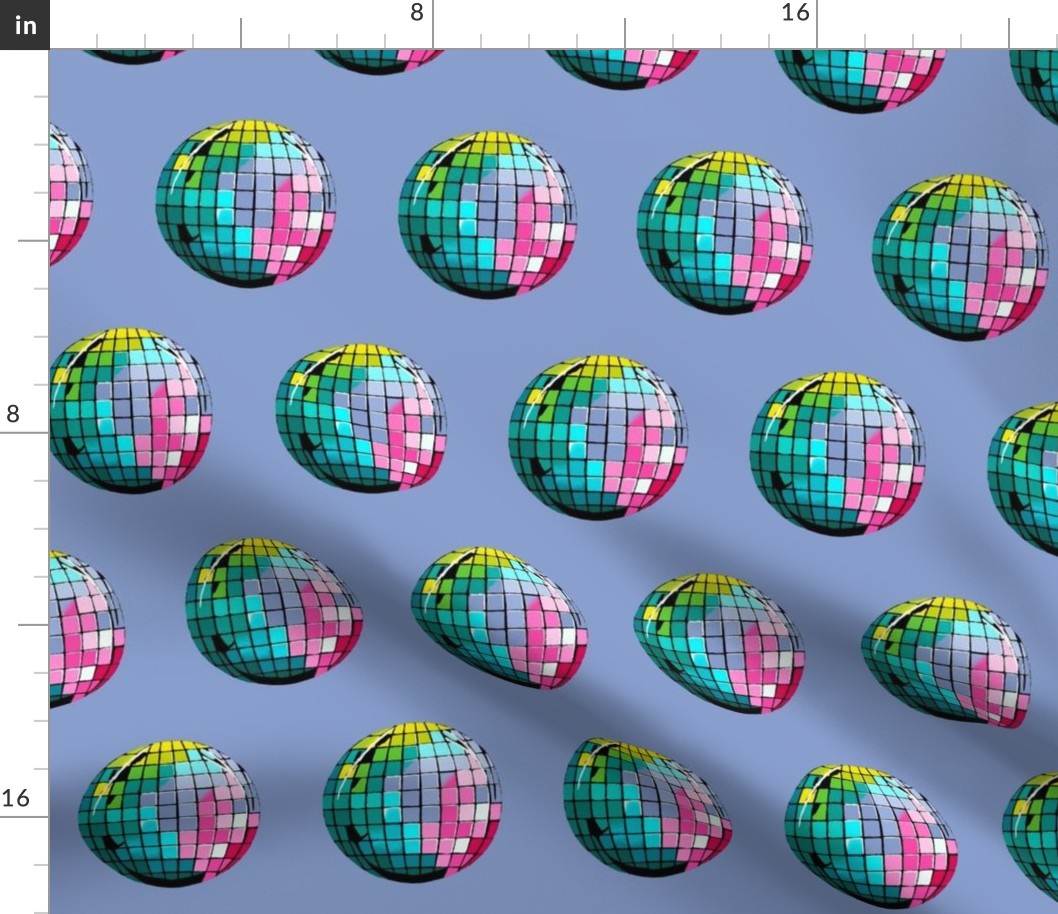 Colorful disco balls on grayish blue | medium