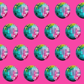 Colorful disco balls on pink | medium