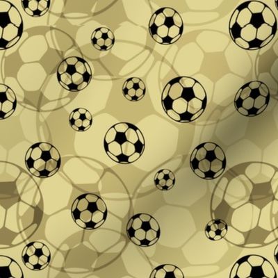 Yellow soccer ball silhouettes 