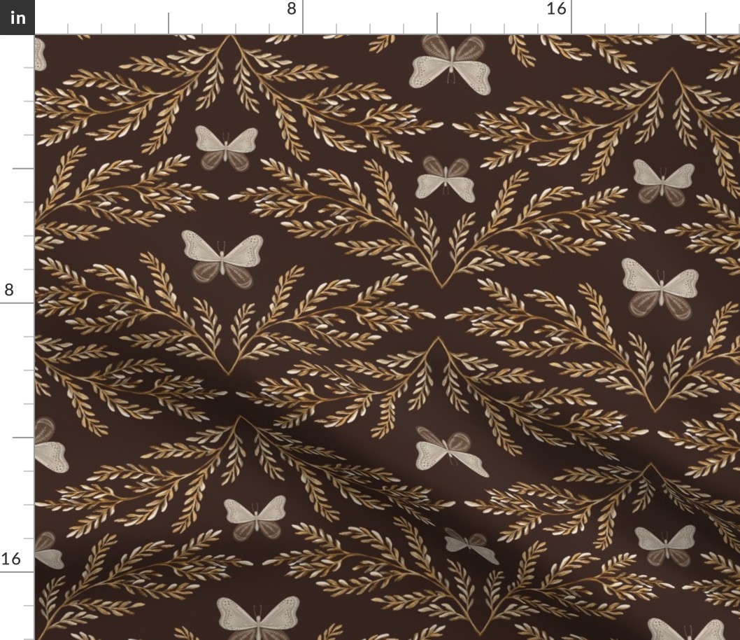 1511 large - Moth Damask - Espresso