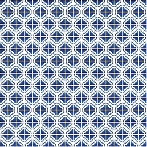 Blue and White Boho Ornate Tile 6 inch