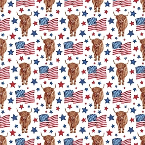 Patriotic USA Highland Cow and Stars 6 inch