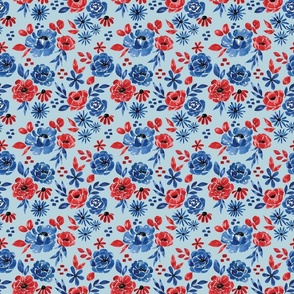 Patriotic Floral on Blue 6 inch