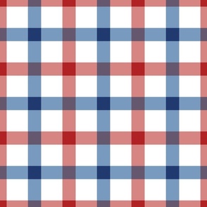 Patriotic Red White and Blue Small Gingham Plaid 24 inch