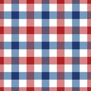 Patriotic Red White and Blue Gingham Plaid 24 inch
