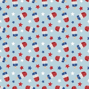 Patriotic 4th of July Popsicles on Light Blue 6 inch