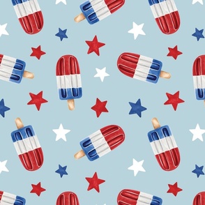 Patriotic 4th of July Popsicles on Light Blue 12 inch
