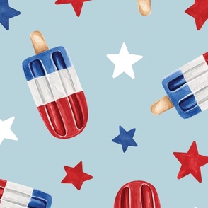 Patriotic 4th of July Popsicles on Light Blue 24 inch