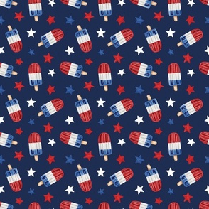 Patriotic 4th of July Popsicles on Navy Blue 6 inch
