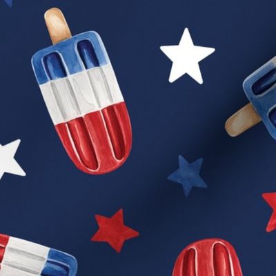 Patriotic 4th of July Popsicles on Navy Blue 12 inch