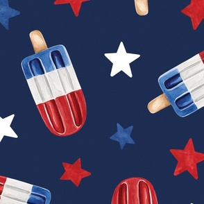 Patriotic 4th of July Popsicles on Navy Blue 24 inch