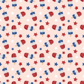 Patriotic 4th of July Popsicles on Pink 6 inch