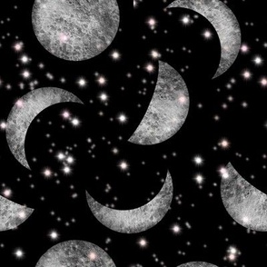 Starlit moons on black