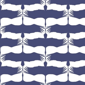 Heron's Flying in Two Directions in Navy on White, Medium