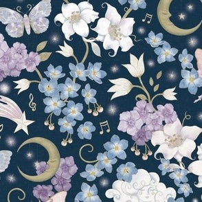 Moon Lullaby celestial garden navy