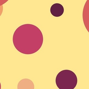 [Large] Circles Party Pink Orange on Yellow