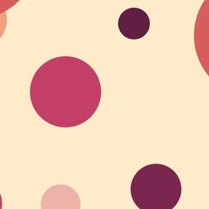 [Large] Circles Party Pink Orange on Soft Yellow