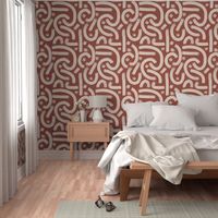 boho casual brush strokes - bold terracotta rustic - brush stroke wallpaper and fabric