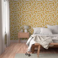 boho casual brush strokes - bold mustard yellow rustic - brush stroke wallpaper and fabric