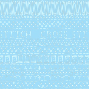 Cross Stitch Fair Isle Light Blue White- Large Print