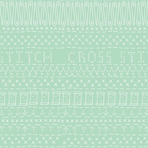 Cross Stitch Fair Isle More Mint Green White- Large Print