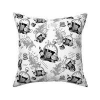 Alice in Wonderland black and white -  Teacups, Tophats and Quotes