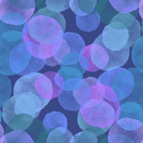 Watercolour Spots in Hydrangea Large on Warm Mid Blue