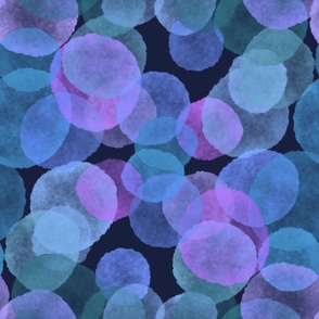 Watercolour Spots in Hydrangea Large on Midnight Blue