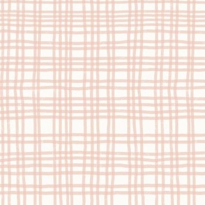 Small Large scale apricot coral blush and warm white organic irregular textured plaid for stylish kid and adult apparel, geo  wallpaper, cool bedlinen, fresh duvet covers, soft furnishings, classic curtains, elegant table linen.