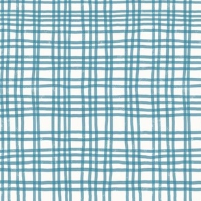 Small scale calm turquoise and palest teal organic irregular textured plaid for stylish kid and adult apparel, geo wallpaper, cool bedlinen, fresh duvet covers, soft furnishings, classic curtains, elegant table linen.
