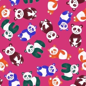 Happy-pandas-colourful-colorful-pink-non-directional 