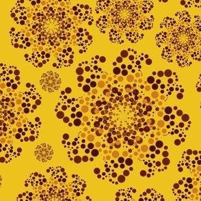 [Medium] Dots Mandala Orange on Vivid Yellow